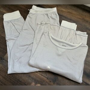 Sonoma White and Light Gray Striped Pajama Set